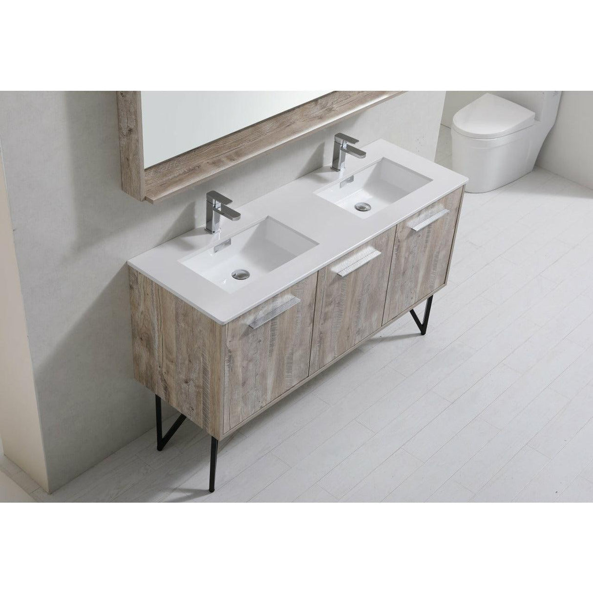 KubeBath Bosco Double Sink Modern Bathroom Vanity w/ Quartz Countertop