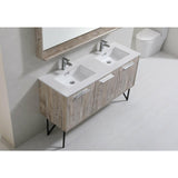 KubeBath Bosco Double Sink Modern Bathroom Vanity w/ Quartz Countertop