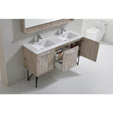 KubeBath Bosco Double Sink Modern Bathroom Vanity w/ Quartz Countertop