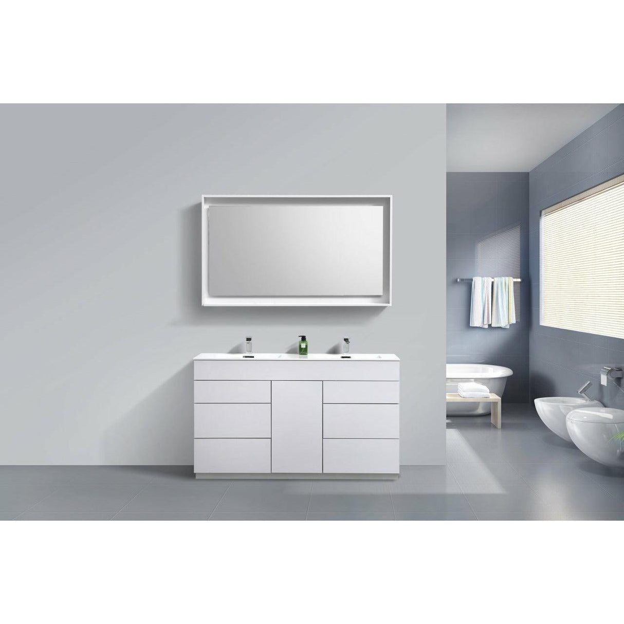 KubeBath Milano Double Sink Modern Bathroom Vanity