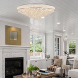 Kaler Elegant Luxury Ceiling Mounted Chandelier 48" D, Crystal Mounted Chandelier