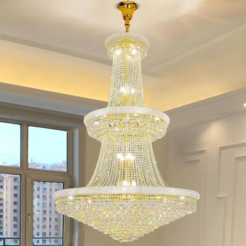 Kaler Elegant Luxury Living Room Three Tier Crystal Chandelier 36" D