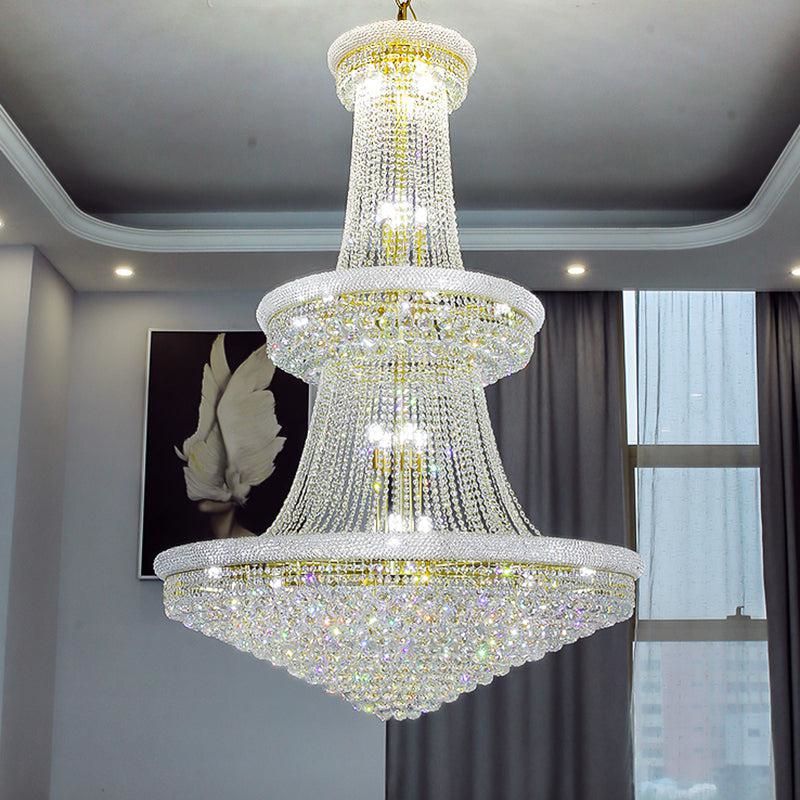 Kaler Elegant Luxury Living Room Three Tier Crystal Chandelier 36" D chandeliers for dining room,chandeliers for stairways,chandeliers for foyer,chandeliers for bedrooms,chandeliers for kitchen,chandeliers for living room Rbrights Chrome  