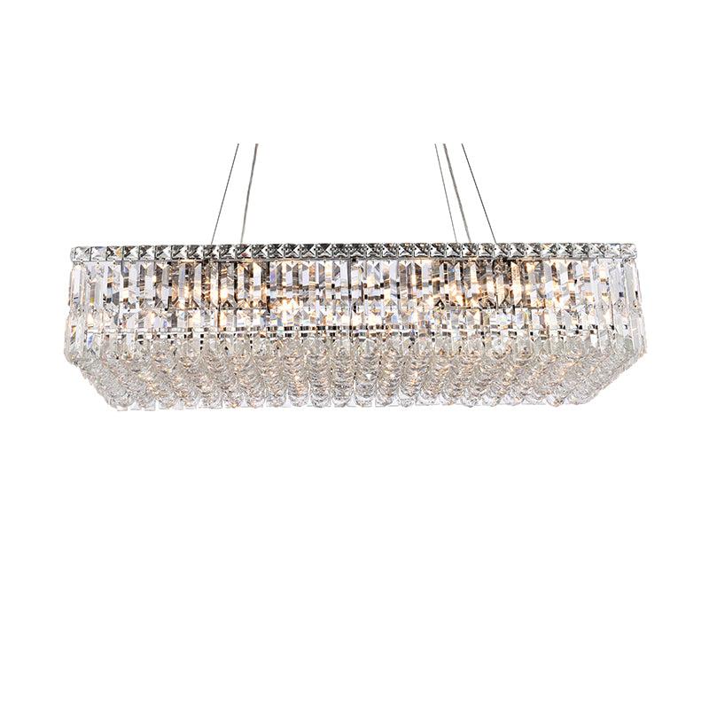 Kaler Elegant Luxury Rectangular Crystal Chandelier Light 36" L For Dining Table