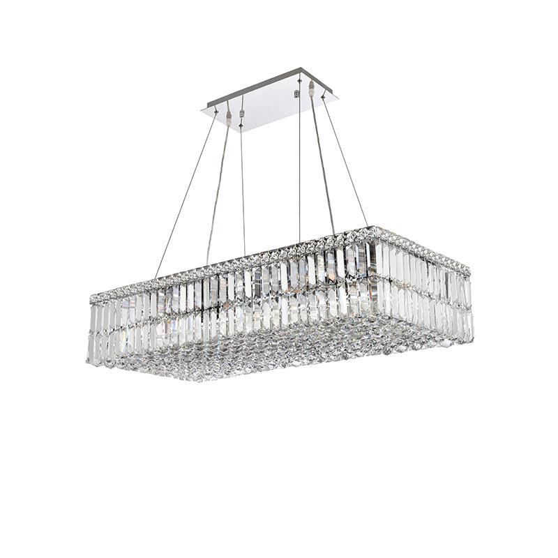 Kaler Elegant Luxury Rectangular Crystal Chandelier Light 36" L For Dining Table