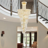 Kaler Elegant Luxury Spiral Staircase Crystal Chandelier 72" H, Grand Chandelier chandeliers for dining room,chandeliers for stairways,chandeliers for foyer,chandeliers for bedrooms,chandeliers for kitchen,chandeliers for living room Rbrights Gold  