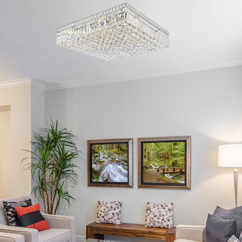 Kaler Elegant Luxury Square Living Room Ceiling Chandelier, Crystal Ceiling Light