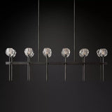 Kristal Glass Double Linear Chandelier 60" chandeliers for dining room,chandeliers for stairways,chandeliers for foyer,chandeliers for bedrooms,chandeliers for kitchen,chandeliers for living room Rbrights Matte Black Clear 