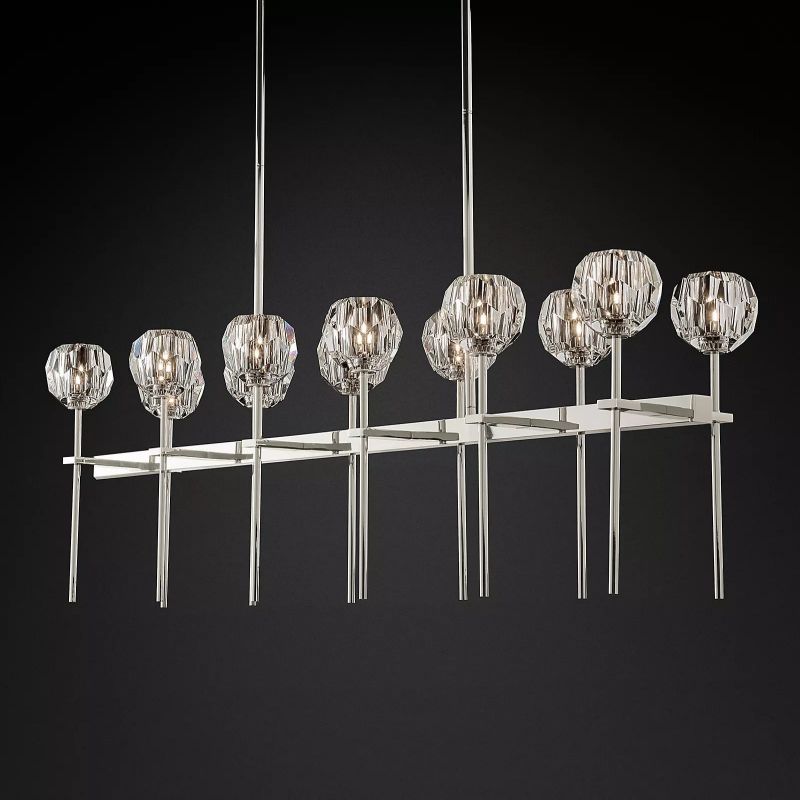 Kristal Glass Double Linear Chandelier 60"