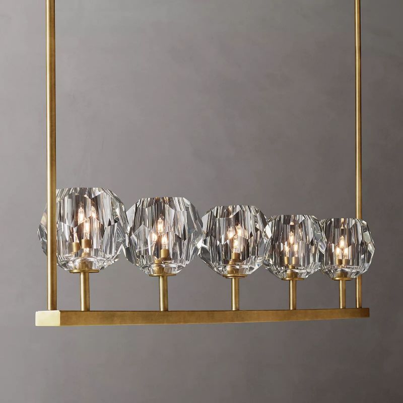 Kristal Clear Glass Linear Chandelier 48"