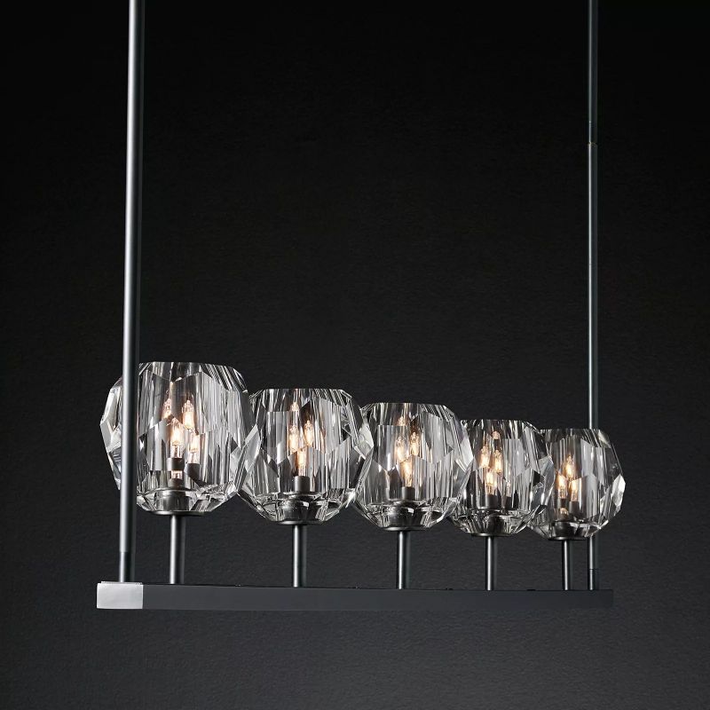 Kristal Clear Glass Linear Chandelier 60"