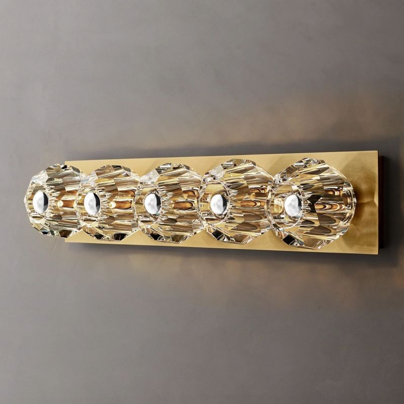 Kristal Clear Glass Linear Wall Lamp (long) chandeliers for dining room,chandeliers for stairways,chandeliers for foyer,chandeliers for bedrooms,chandeliers for kitchen,chandeliers for living room Rbrights Lacquered Burnished Brass  