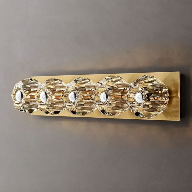 Kristal Clear Glass Linear Wall Lamp (long) chandeliers for dining room,chandeliers for stairways,chandeliers for foyer,chandeliers for bedrooms,chandeliers for kitchen,chandeliers for living room Rbrights Lacquered Burnished Brass  