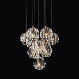 Kristal Glass Round Cluster Chandelier 14" chandeliers for dining room,chandeliers for stairways,chandeliers for foyer,chandeliers for bedrooms,chandeliers for kitchen,chandeliers for living room Rbrights Lacquered Burnished Brass Clear 