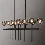 Kristal Glass Double Linear Chandelier 60"