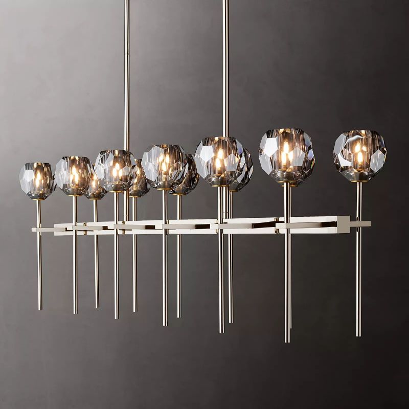 Kristal Glass Double Linear Chandelier 60"