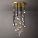 Kristal Glass Round Cluster Chandelier 30" chandeliers for dining room,chandeliers for stairways,chandeliers for foyer,chandeliers for bedrooms,chandeliers for kitchen,chandeliers for living room Rbrights Lacquered Burnished Brass Smoke 