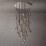 Kristal Glass Round Cluster Chandelier 30" chandeliers for dining room,chandeliers for stairways,chandeliers for foyer,chandeliers for bedrooms,chandeliers for kitchen,chandeliers for living room Rbrights Polished Nickel Smoke 