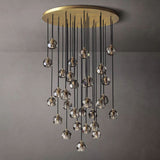 Kristal Glass Round Cluster Chandelier 40" chandeliers for dining room,chandeliers for stairways,chandeliers for foyer,chandeliers for bedrooms,chandeliers for kitchen,chandeliers for living room Rbrights Lacquered Burnished Brass Smoke 