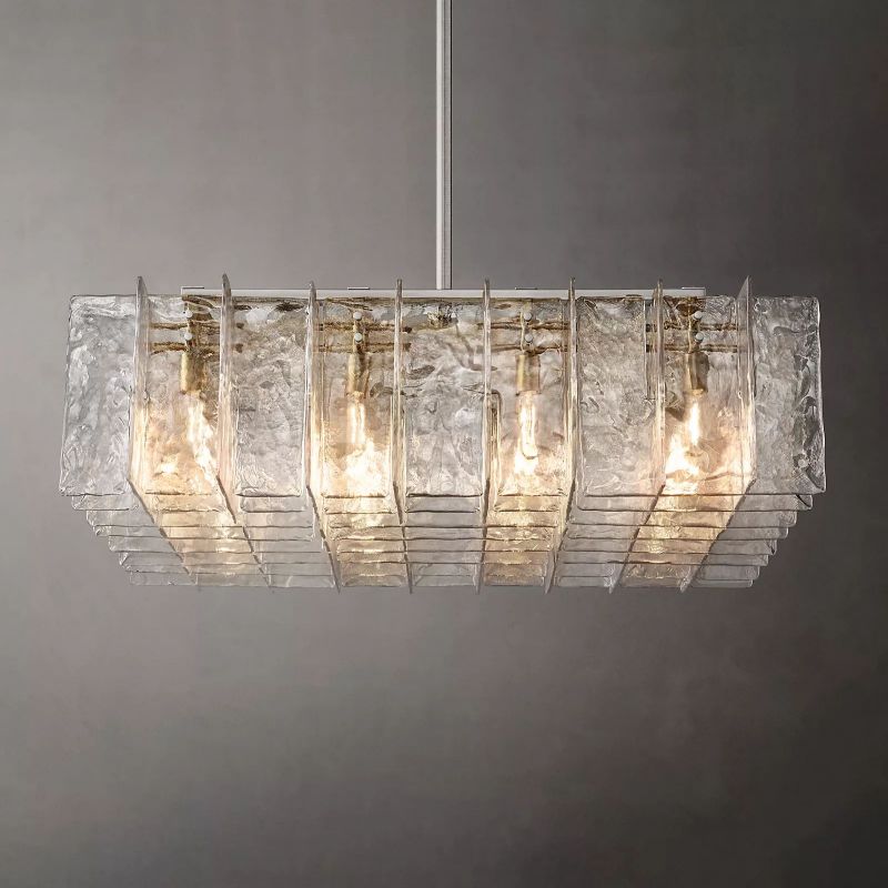 Latracy Square Chandelier 49" chandeliers for dining room,chandeliers for stairways,chandeliers for foyer,chandeliers for bedrooms,chandeliers for kitchen,chandeliers for living room Rbrights Satin Nickel  