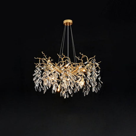 Lola Gold Chandeliers Tree Branch Kitchen, Modern Crystal Chandelier chandeliers for dining room,chandeliers for stairways,chandeliers for foyer,chandeliers for bedrooms,chandeliers for kitchen,chandeliers for living room Rbrights 23.6" D  