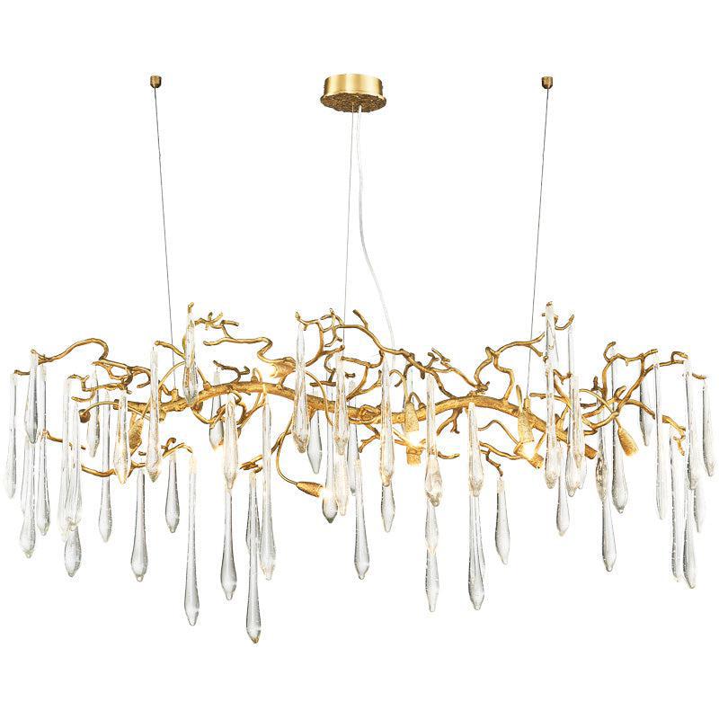 Lola Large Teardrop Modern Branch Chandelier, Brass Chandelier