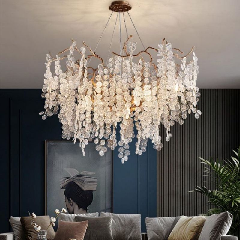 Lola Modern Gold Chandelier Light Fixture, Round Branch Chandelier chandeliers for dining room,chandeliers for stairways,chandeliers for foyer,chandeliers for bedrooms,chandeliers for kitchen,chandeliers for living room Rbrights 31.5" D  