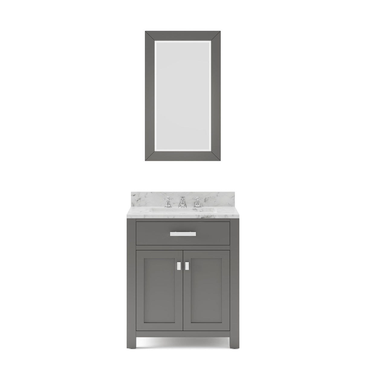 Water Creation Madison 30" Cashmere Grey Single Sink Bathroom Vanity With Matching Framed Mirror From The Madison Collection