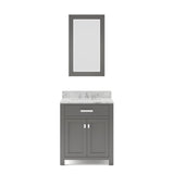 Water Creation Madison 30" Cashmere Grey Single Sink Bathroom Vanity With Matching Framed Mirror From The Madison Collection