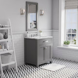 Water Creation Madison 30" Cashmere Grey Single Sink Bathroom Vanity With Matching Framed Mirror From The Madison Collection