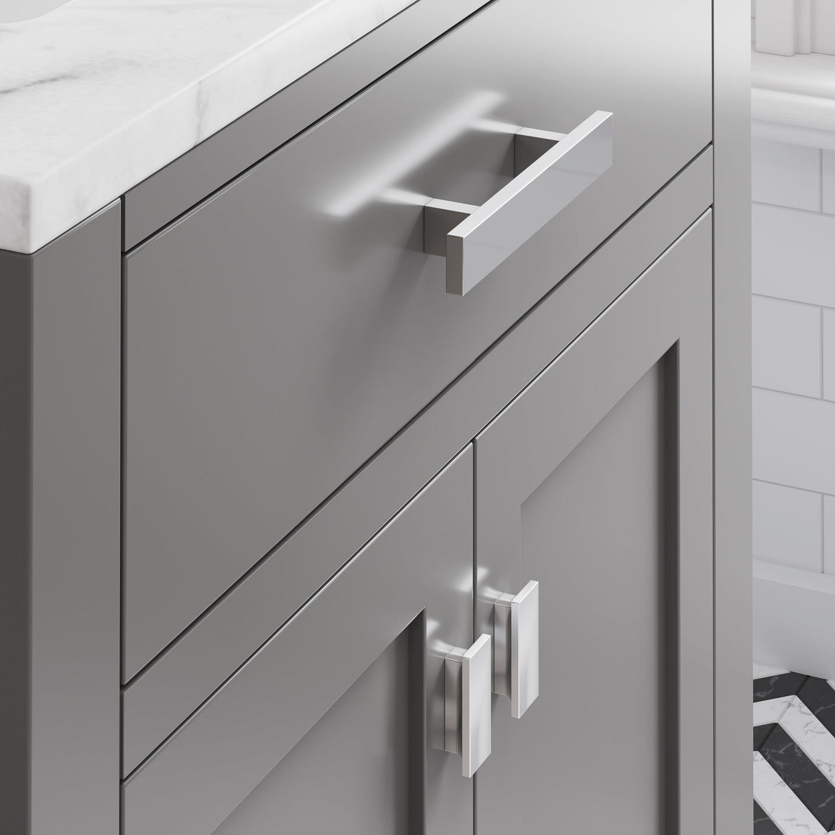 Water Creation Madison 30" Cashmere Grey Single Sink Bathroom Vanity With Matching Framed Mirror From The Madison Collection