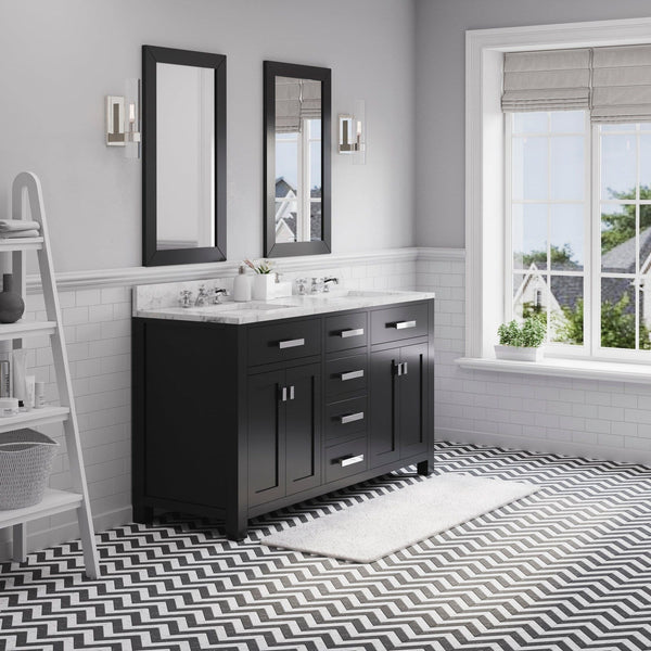 Water Creation Madison 60" Espresso Double Sink Bathroom Vanity From The Madison Collection