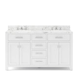 Water Creation Madison 60" Pure White Double Sink Bathroom Vanity From The Madison Collection