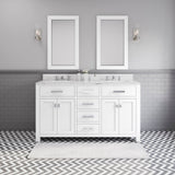 Water Creation Madison 60" Pure White Double Sink Bathroom Vanity From The Madison Collection