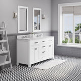 Water Creation Madison 60" Pure White Double Sink Bathroom Vanity From The Madison Collection