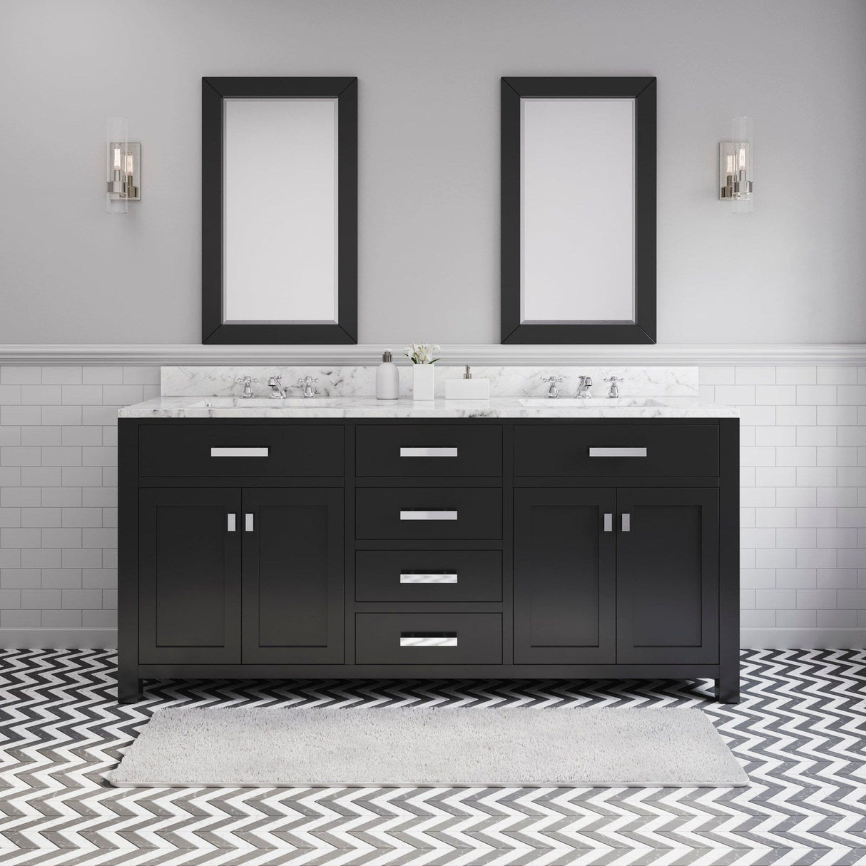 Water Creation Madison 72" Espresso Double Sink Bathroom Vanity With Faucet From The Madison Collection