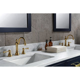 Water Creation Madison 72" Double Sink Carrara White Marble Vanity In Monarch Blue With  Lavatory Faucet(s)