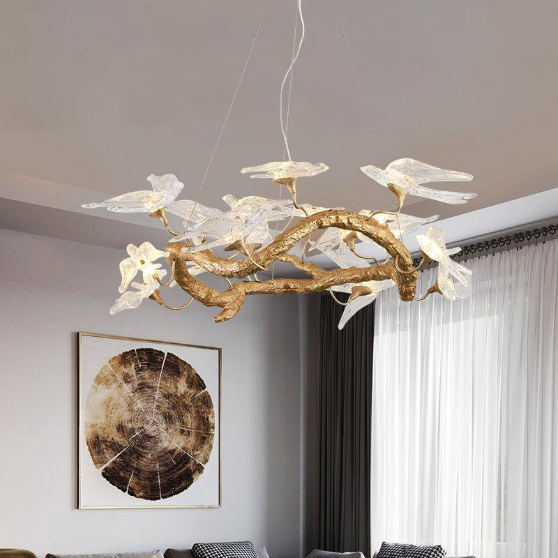 Modern Bird Glass Tree Branch Circle Round Chandelier chandeliers for dining room,chandeliers for stairways,chandeliers for foyer,chandeliers for bedrooms,chandeliers for kitchen,chandeliers for living room Rbrights 39.4" D x 16.5" H  