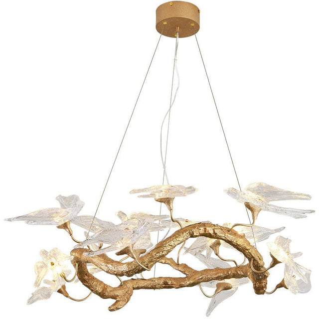 Modern Bird Glass Tree Branch Circle Round Chandelier chandeliers for dining room,chandeliers for stairways,chandeliers for foyer,chandeliers for bedrooms,chandeliers for kitchen,chandeliers for living room Rbrights 23.6" D x 16.5" H  