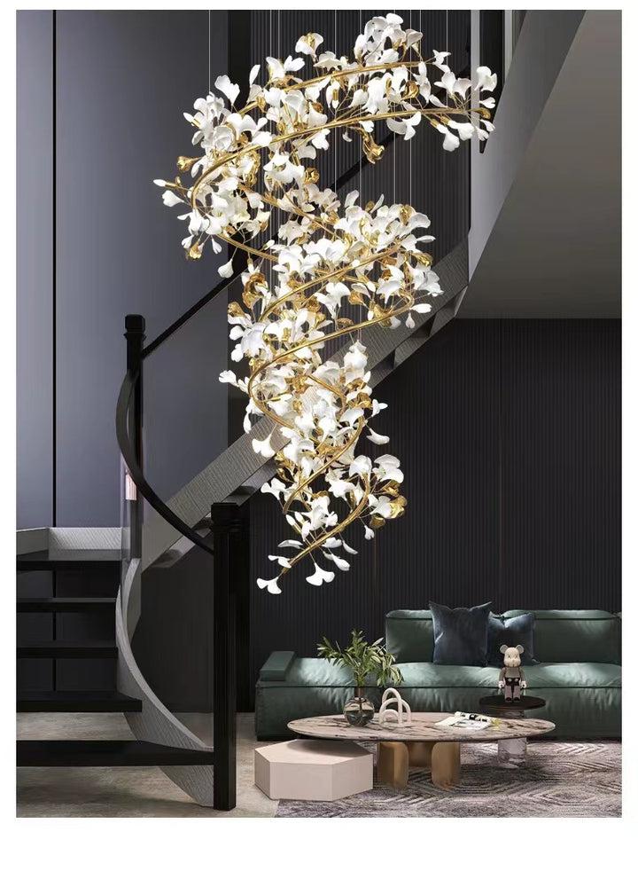 Porcelain Linear Gold Chandelier