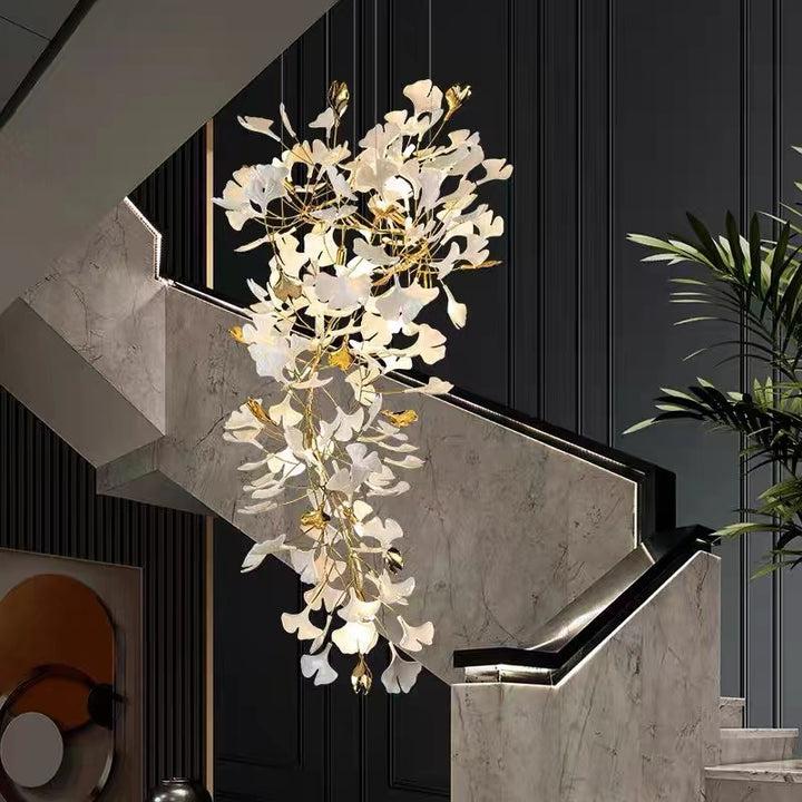 Porcelain Linear Gold Chandelier