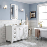 Water Creation Queen 48" Single Sink Quartz Carrara Vanity In Pure White With Matching Mirror and Lavatory Faucet