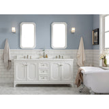 Water Creation Queen 72" Double Sink Quartz Carrara Vanity In Pure White With Lavatory Faucet(s)