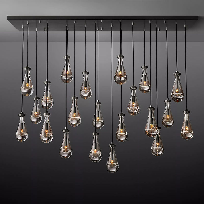 Raindrop Rectangle Chandelier 72" chandeliers for dining room,chandeliers for stairways,chandeliers for foyer,chandeliers for bedrooms,chandeliers for kitchen,chandeliers for living room RBRIGHTS MattE Black  