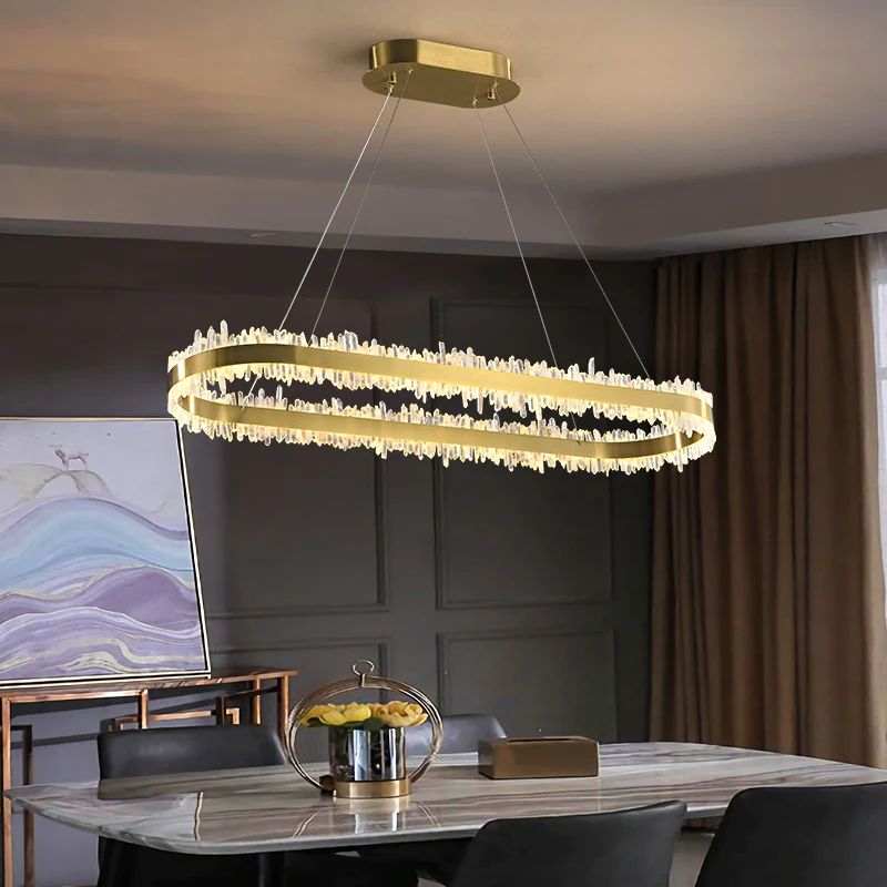 Rosa Rock Crystal Oval Chandelier Elegant Lighting Fixtures