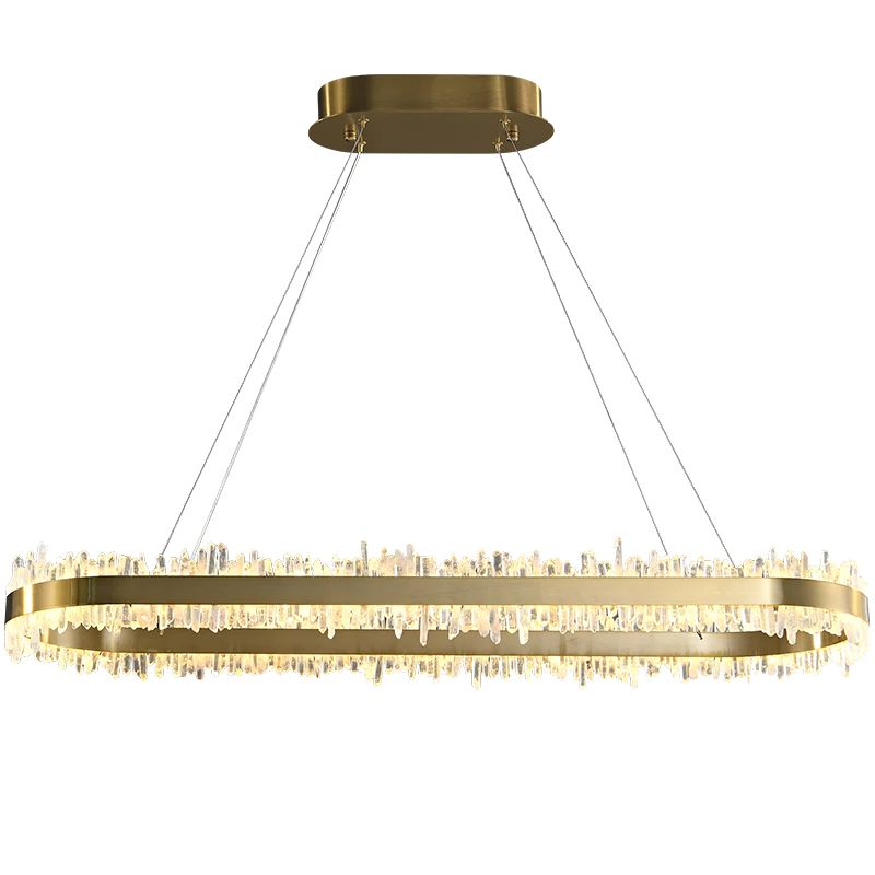 Rosa Rock Crystal Oval Chandelier Elegant Lighting Fixtures