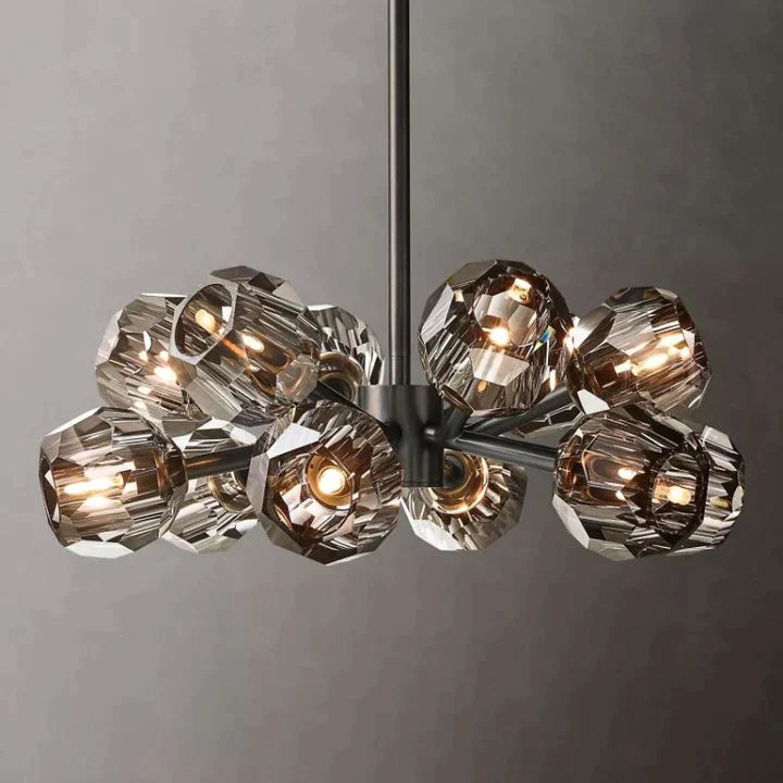 Modero Luxury Balle Smoke Crystal Round Chandelier 24"