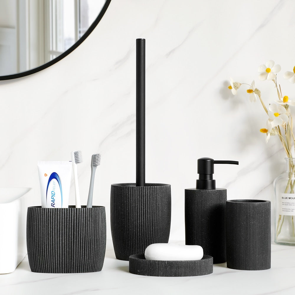 Cadiz Black Ribbed Luxury Bathroom Accessories