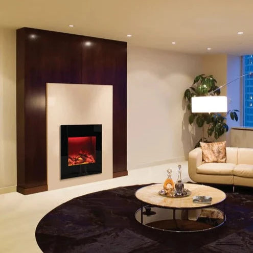Amantii ZECL Electric Fireplace with Black Glass Surround