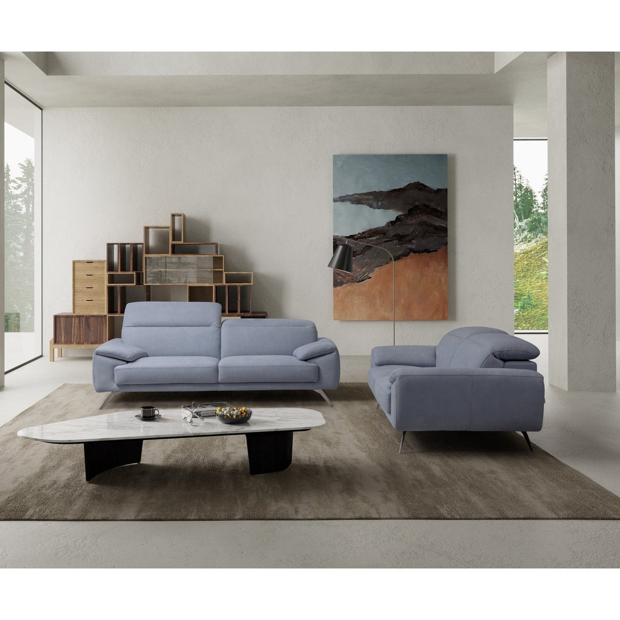 Bellini Modern Living Swing Sofa, CAT 35 Maya Light Blue 7317 Swing S LBLU